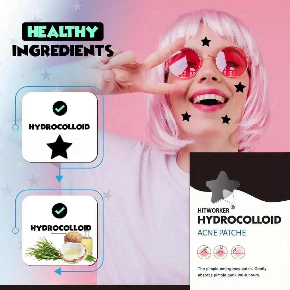 Black Star Hydrocolloid Acne Patches 200/400 Count | Pimple Acne Pimple Patches Oasis Select
