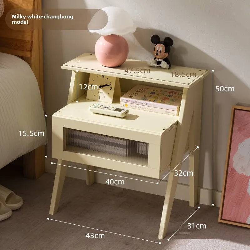 Bedside table, bedroom simple modern small cabinet, simple small bedside storage cabinet, household new storage bedside cabinet Oasis Select Cream Rice Changhong