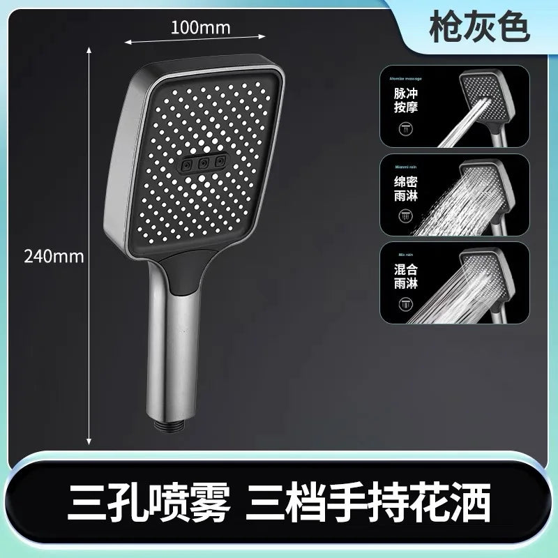 New 12 inch Big Panel Rainfall Shower Head High Pressure Water Saving Top Rain Shower Faucet Bathroom Accessories Set Oasis Select Grey Shower