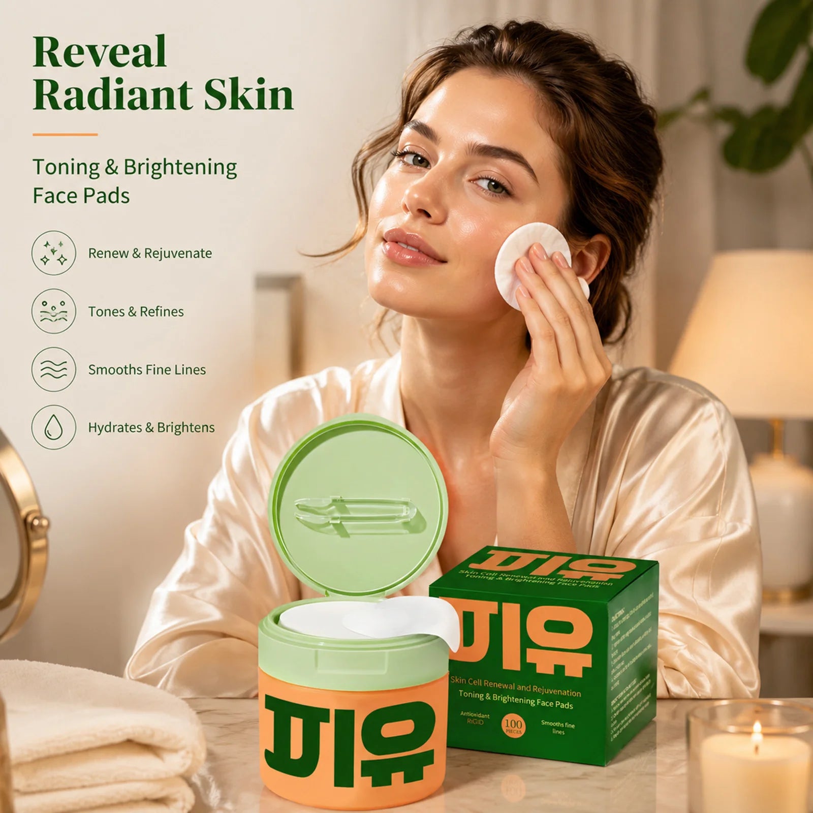 100pcs Centella Face Pads For Toning Brightening Antioxidant Smooths Fine Lines Hydrating Soothing Care Serum Cotton Oasis Select