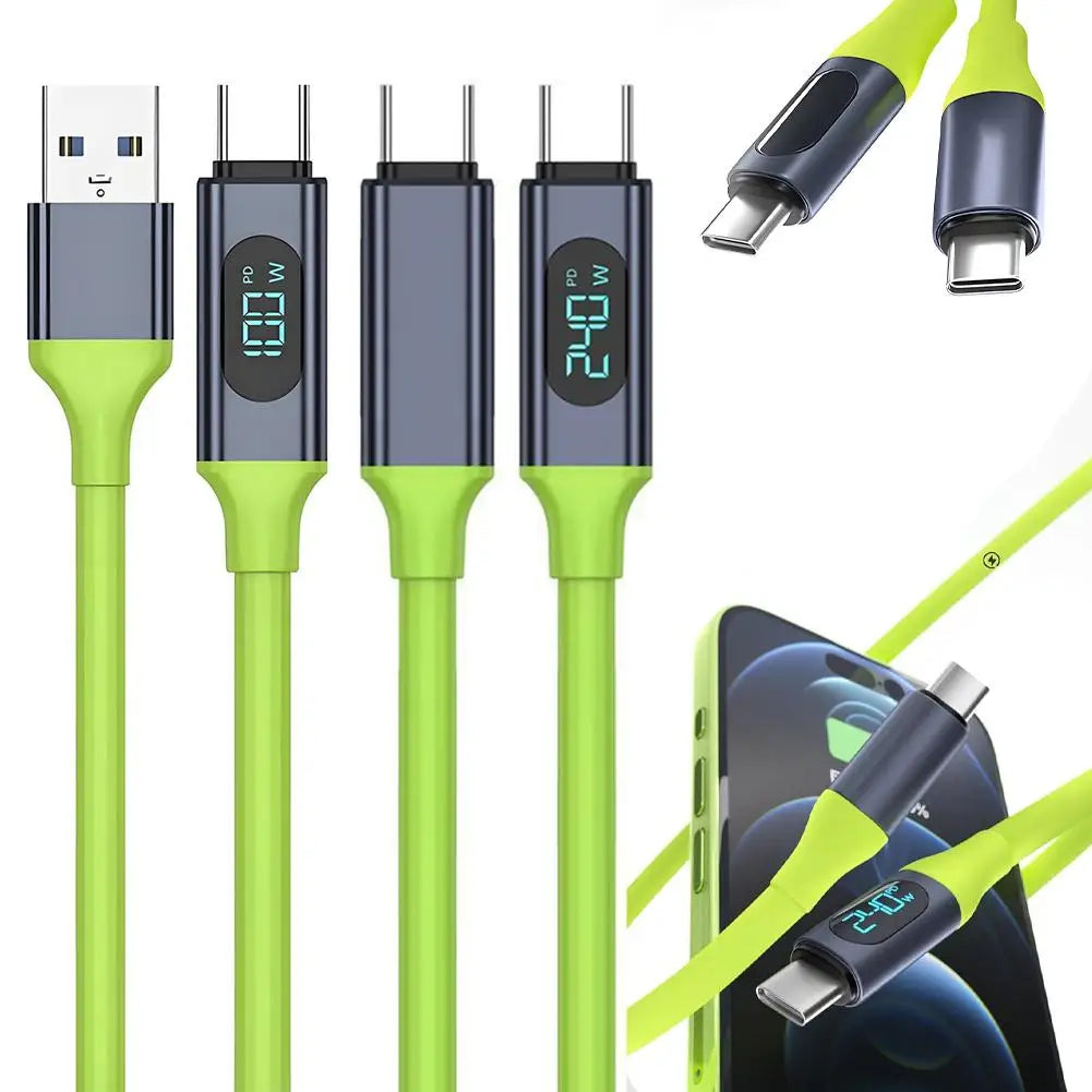 240W USB-C Fast Charging Cable with Digital Display – 1.5M