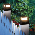 Outdoor Solar Column Head Lights - Square Wooden Post Cap Lamps for Garden Fence & Courtyard - Waterproof LED Yard Decor Oasis Select Black - two-light 10.5x10.5x15.7cm