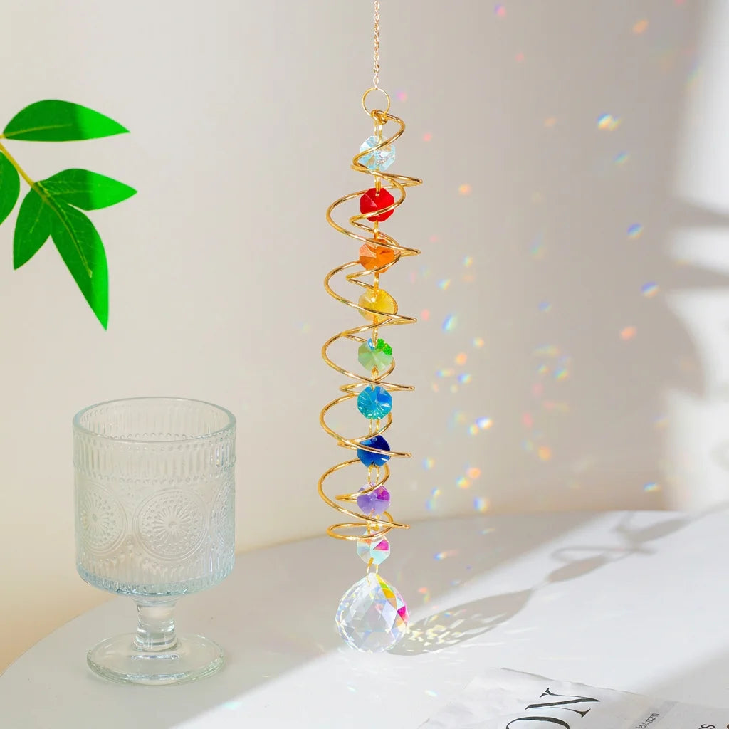 3D Spiral Crystal Suncatcher – Rainbow Maker Window Hanging