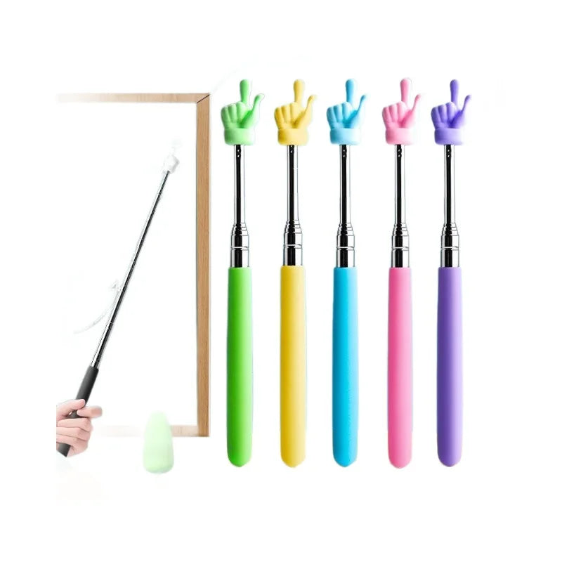 Retractable Teacher Pointer Finger Design StainlessSteel Telescopic School Teaching Pointer Stick Teacher Supplies For Classroom Oasis Select