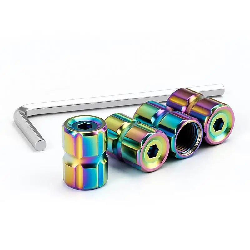 4pcs Car Tire Valve Stems Caps, Anti-Theft Auto Wheel Valve Stem Covers With O Rubber Seal, Universal Stainless Tyre Air Stems Oasis Select Multicolor