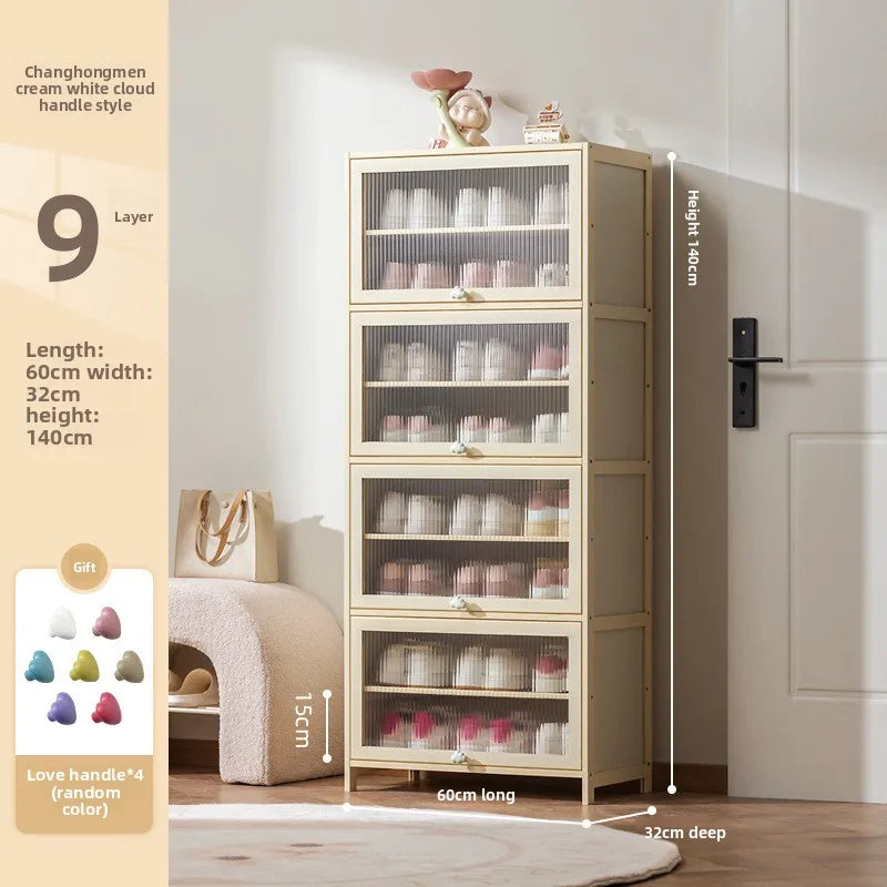 Cream wind dopamine shoe cabinet household simple door multi-layer dust storage shoe rack Oasis Select 9th floor 60