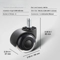 2inch Set of 5 Office Chair Wheels Replacement Computer Gaming Desk Universal Caster for Hardwood Floors and Carpet Oasis Select 2 in 5pcs