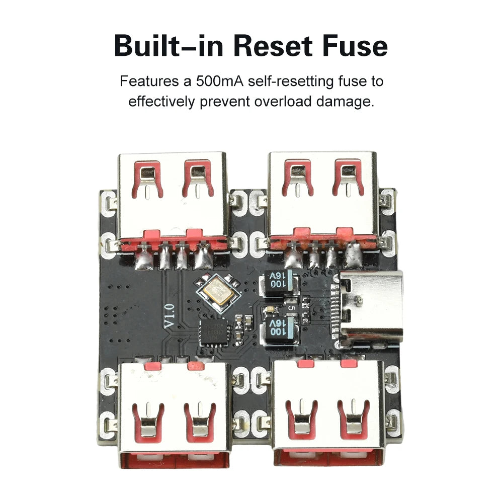 XL334P4 USB2.0 4-port Controller Expansion Module USB 2.0 to 4 Channel Way Splitter USB-HUB Type-C Extender Board 40MB/S Oasis Select