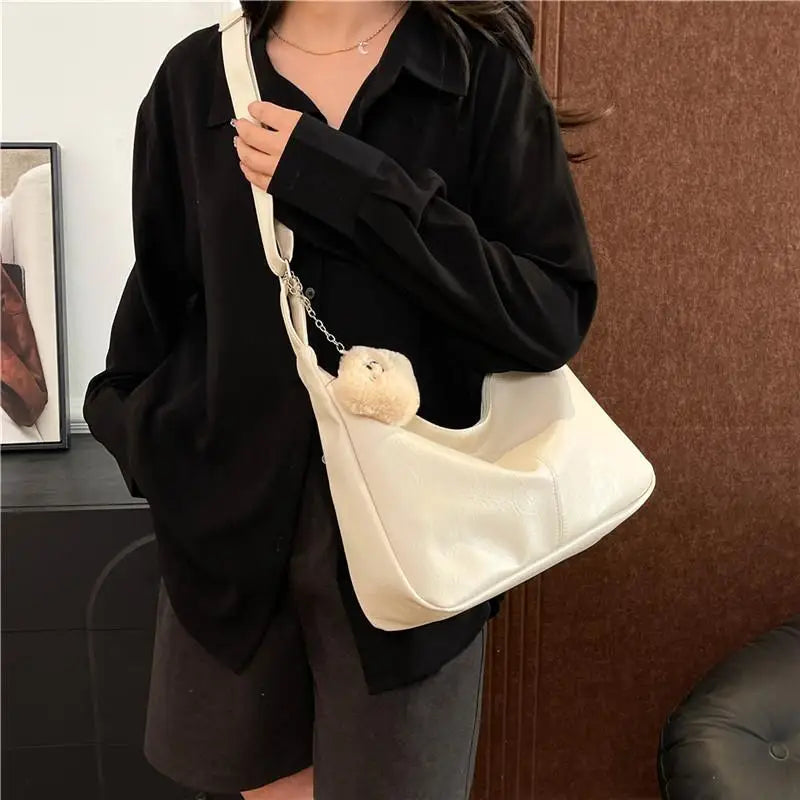 Retro PU Leather Shoulder Bag – Large Capacity Women's Tote