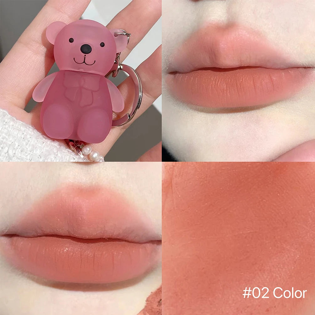 QiBest Bear Velvet Lip Mud – Matte Liquid Lipstick Keychain