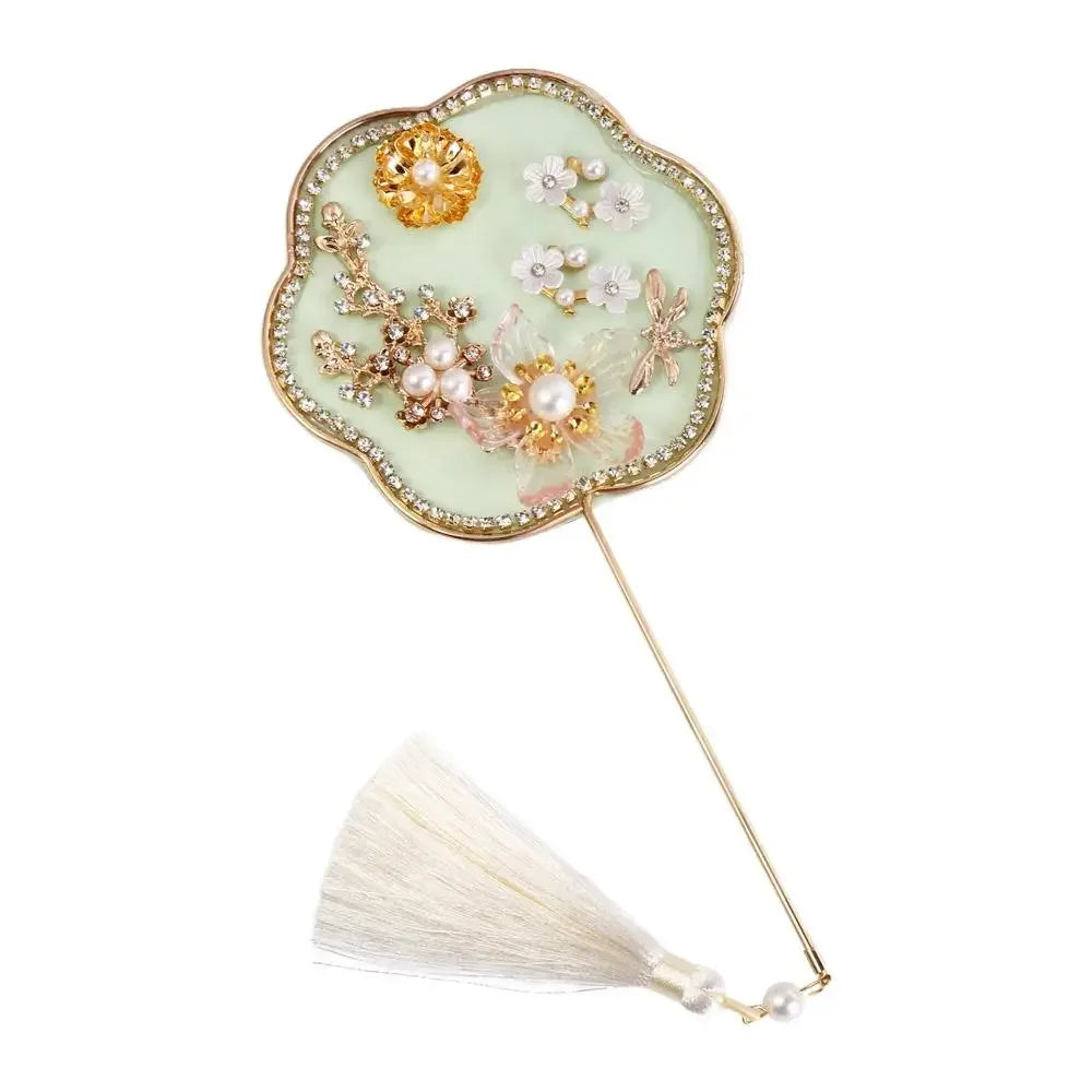 Chinese Style Mini Chinese Fan with Pendant Handheld Bridal Group Fan Tassels Vintage Chinese Silk Fan Chinese Wedding Oasis Select 3