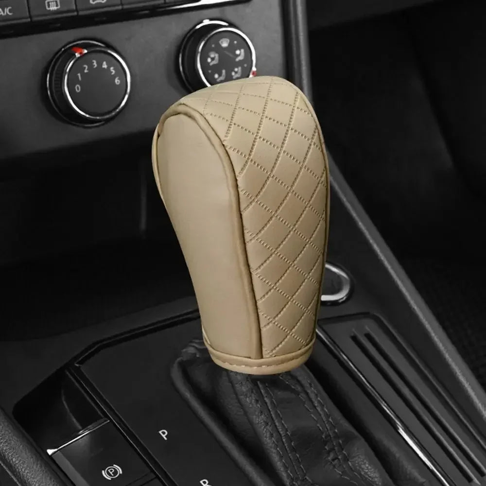 Car Shift Handle Cover PU Leather Non-Slip Wear-resistant Shift Knob Decor Protective Cover Universal Car Interior Accessories Oasis Select C