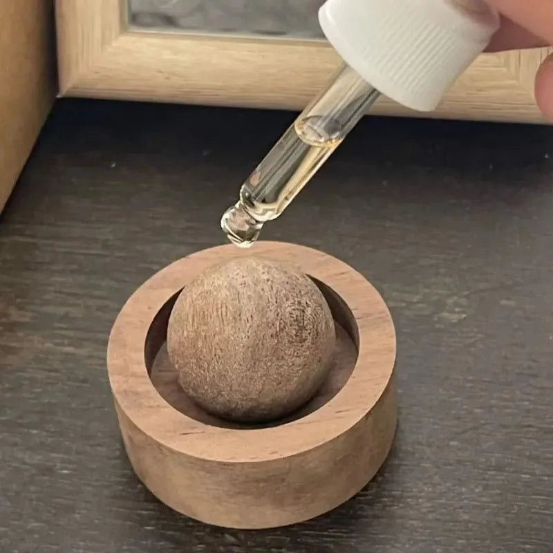 1pc Solid Wood Spherical Essential Oil Diffuser for Home Bedroom Aromatherapy To Eliminate Room Odors and Decoration Oasis Select