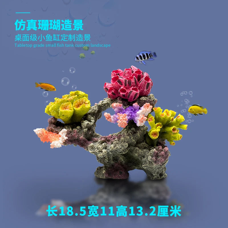 Betta Fishbowl Ornaments Large Coral Reef Stone Island Pet Artificial Aquarium Terrarium Resin Hideout Aquario Plant Accesories Oasis Select Style 1