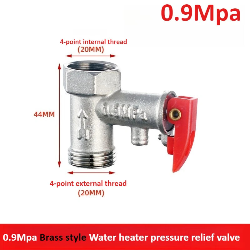 Brass Durable Adjustable Pressure Relief Valve Safety Valve Is Used To Protect Closed Water Systems From Overpressure Effects Oasis Select Copper 0.9Mpa