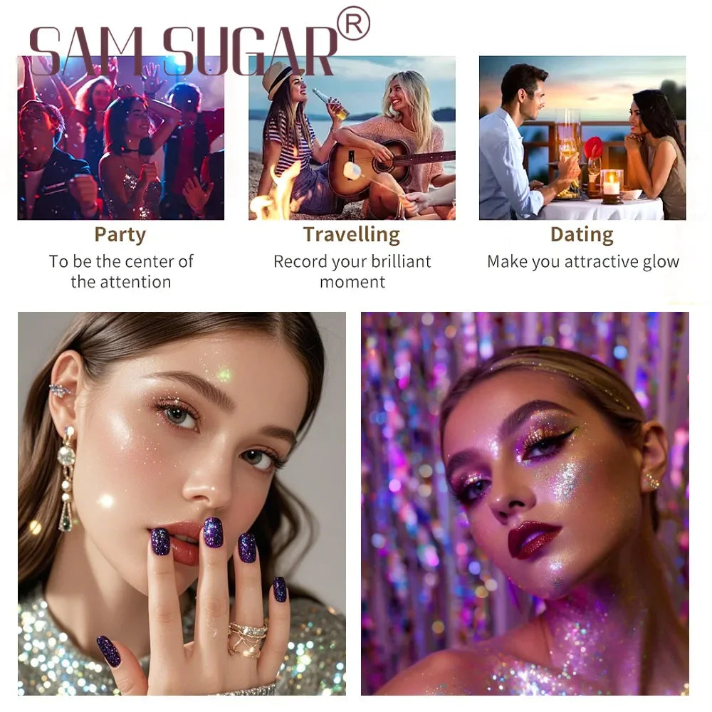 SAM SUGAR Fine Glitter Highlighter Spray – Face & Body Shimmer