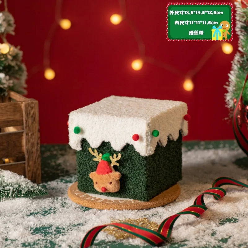 High-End Thickened Stiffened Christmas Box - Handmade DIY for Gifts, Christmas Eve Apple Storage & Festive Candy Packaging Oasis Select C 13.5X13.5X12.5CM