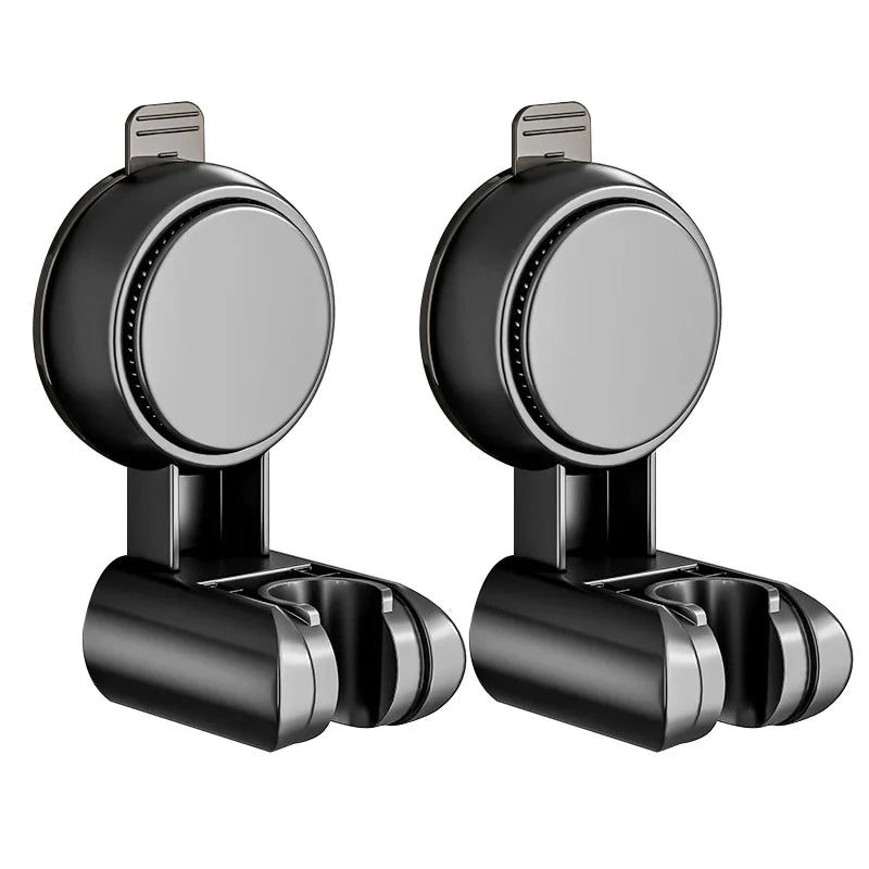 Punch-free Suction Cup Shower Bracket Fixing Artifact Removable and Adjustable Bathroom Shower Rack Shower Head Accessories Oasis Select Black-2pcs