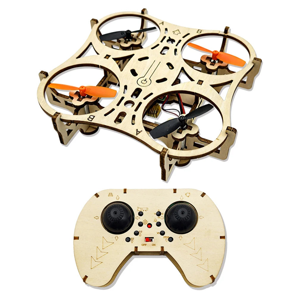 DIY Wooden Drones Model Kit with Intelligent Hovering Function Remote Control Distance 50-70m Battery Life 5-7min Oasis Select A