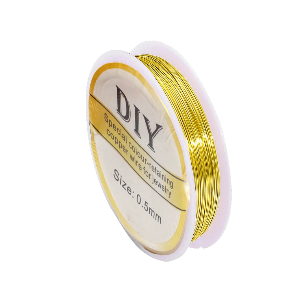 1Roll Silver Copper Wire 0.3/0.4/0.5/0.6/0.8mm Bead Cord for Bracelet Necklace Charm Beading Jewelry Making Supplies and Craft Oasis Select Dark Gold 0.8mm-2.5m