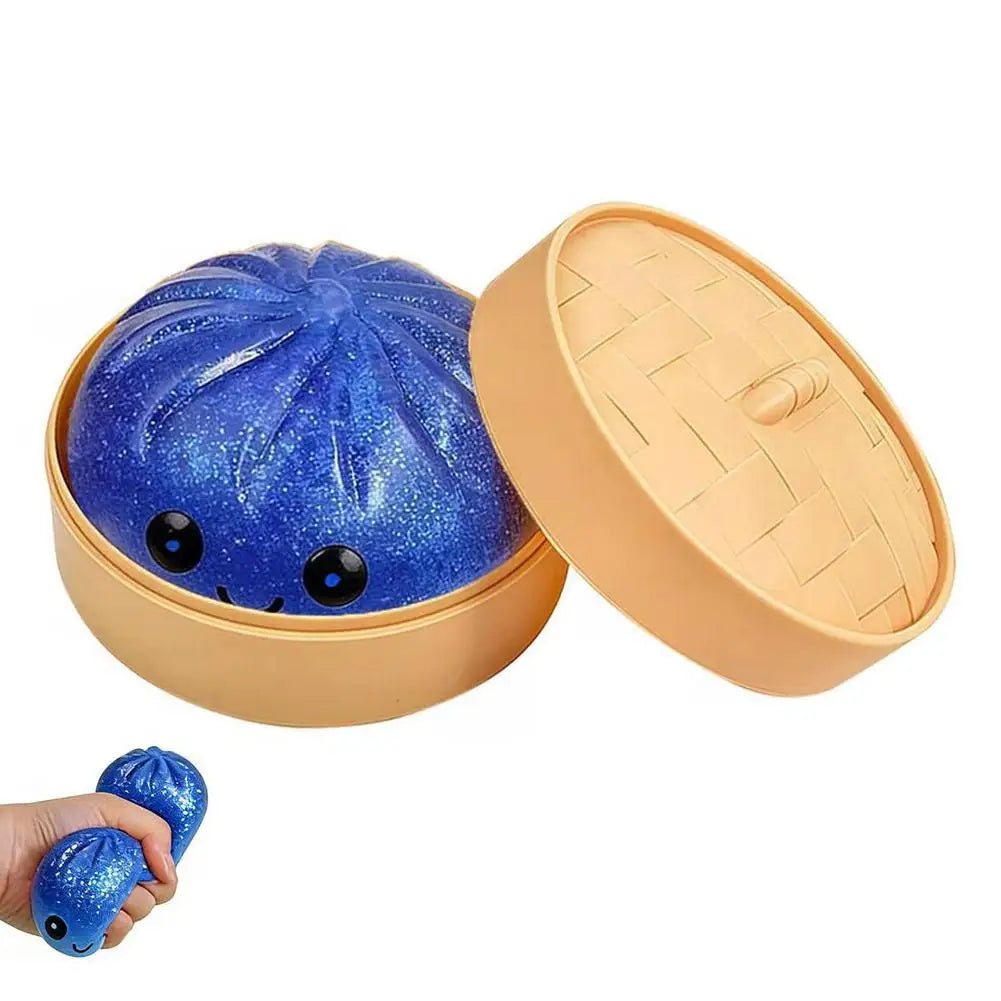 Colorful Dumpling Soft Squeeze Stress Balls Reusable Low Rebound Decompression Toys Dough Ball Unique Home Decoration Gifts Oasis Select Blue-1