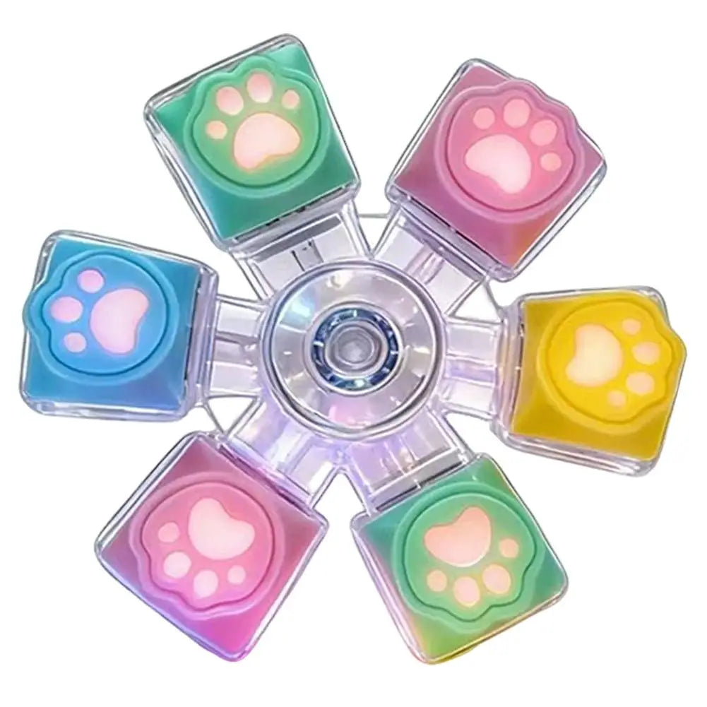 LED Cat Paw Fidget Spinner Clicker – Light-Up Keychain Toy