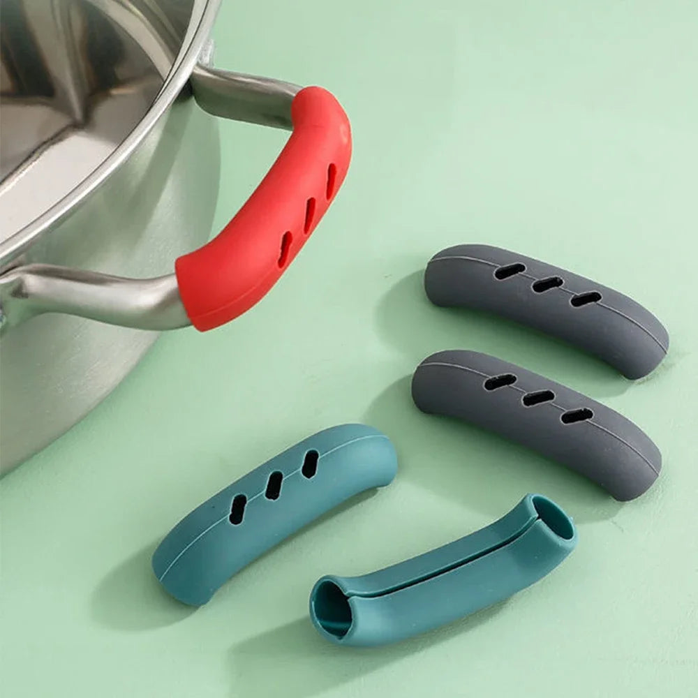 2Pcs Silicone Heat Resistant Pot Handle Anti Scalding Non-slip Oven Pans Bowl Cookware Handles Clamp Kitchen Gadgets Holders Oasis Select