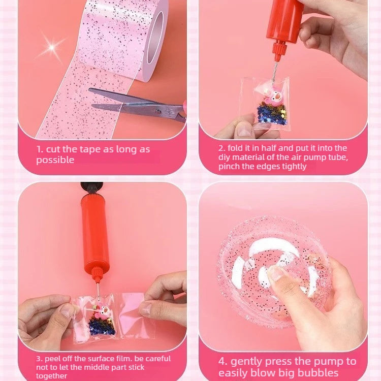 Glitter Nano Glue Set Bubble Blowing Slime Kit Putty Stretchy for Stress Relief DIY Bubble Hole Adhesive Fidget for Kids Oasis Select