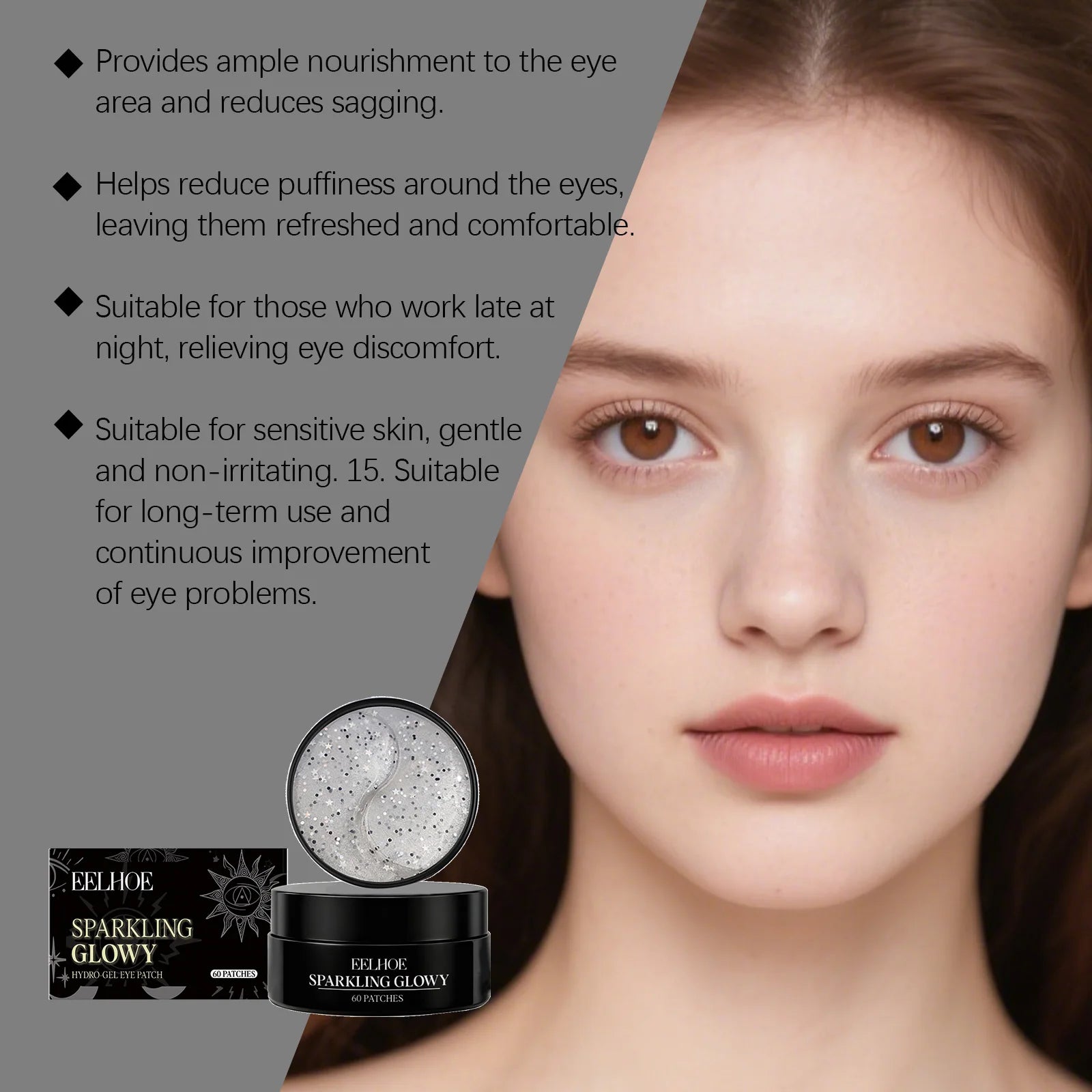 EELHOE Collagen Hydrogel Eye Patches 60 Pairs – Dark Circles Hydrogel Eye Patches Oasis Select
