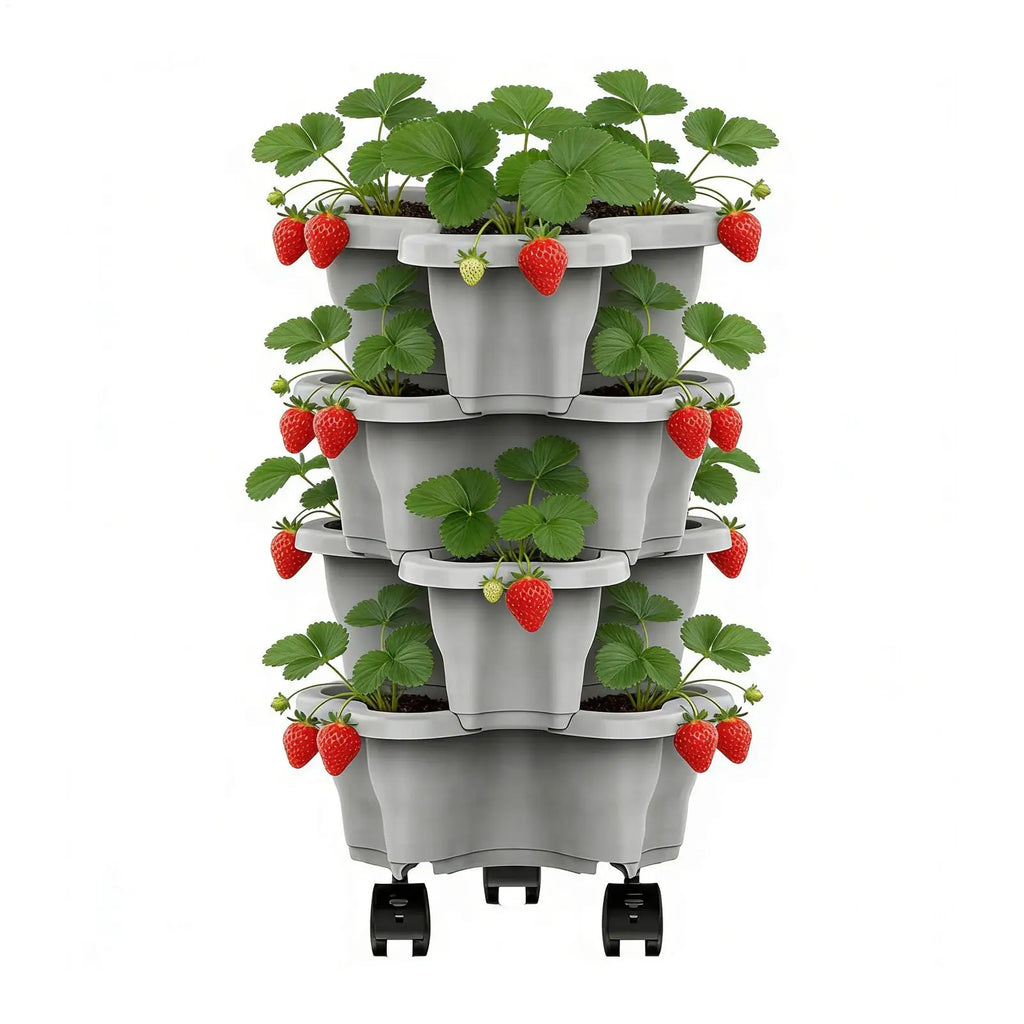 Strawberry Tower Planter Secure Vertical Weatherproof Stackable Planter Indoor Outdoor Gardening Pots for Yard Farm Patio Oasis Select