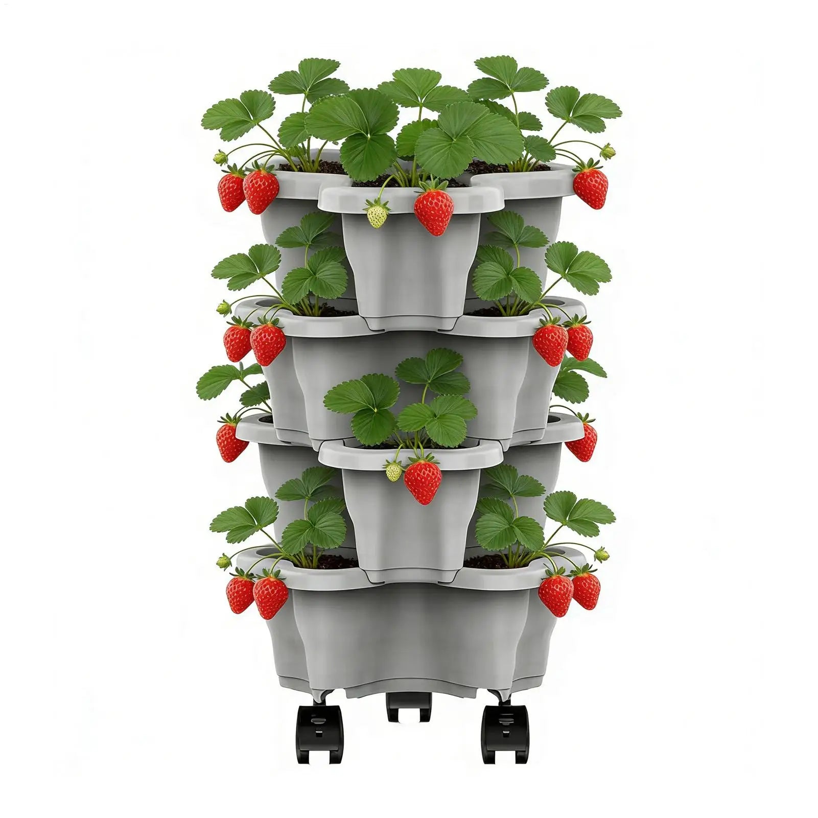 Strawberry Tower Planter Secure Vertical Weatherproof Stackable Planter Indoor Outdoor Gardening Pots for Yard Farm Patio Oasis Select