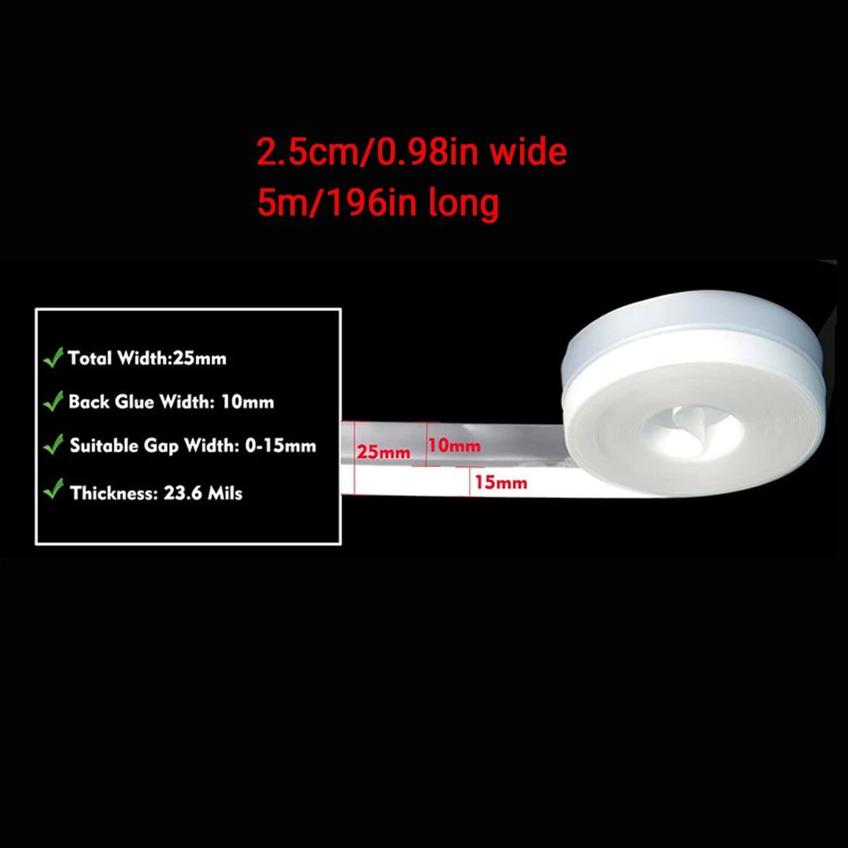 Door bottom seal strip Rainproof window rubber seal strip Windproof and dustproof self-adhesive door windshield sealing tape Oasis Select 2.5cm wide 5M