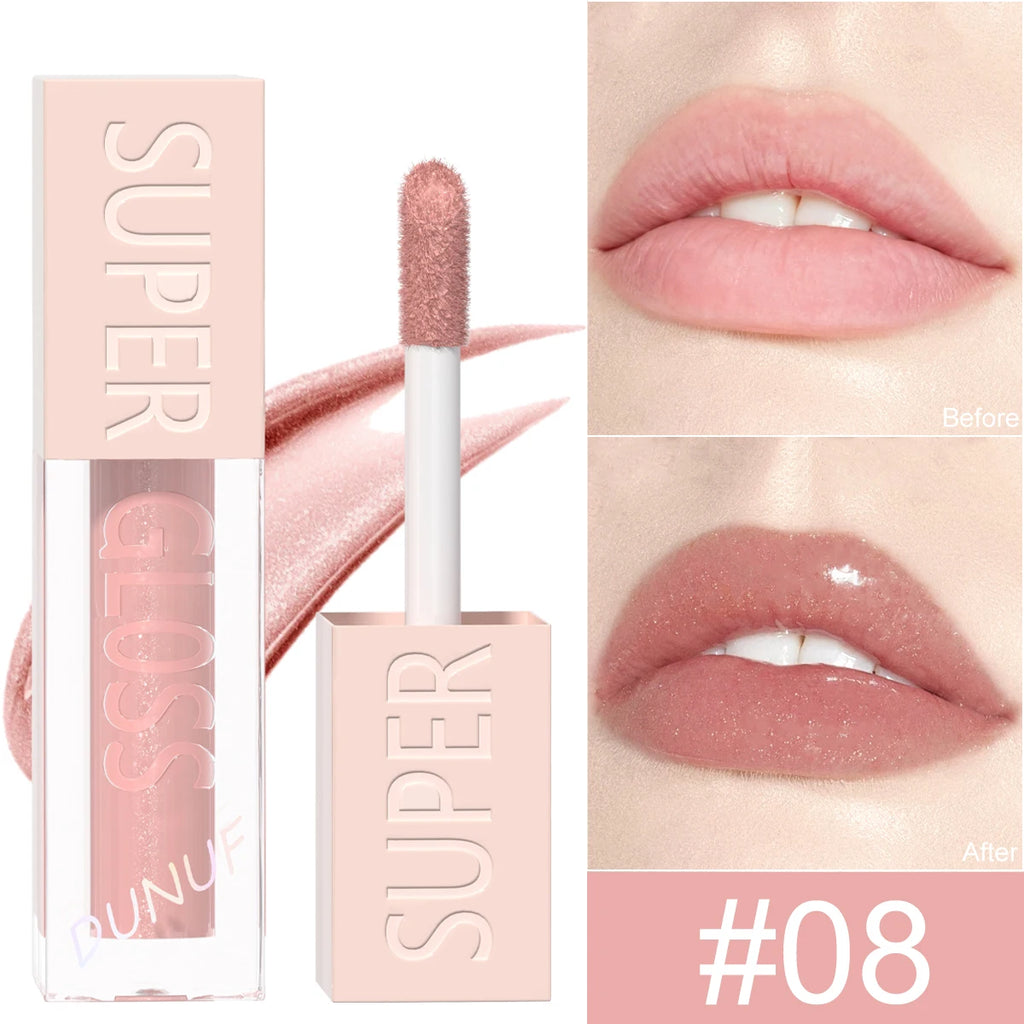 DUNUF 1PCS High-shine Lip Gloss Shimmer Pearlescent Lipstick Easy to Color Waterproof Sweat-proof Non-stick to Cup Non-fading Oasis Select 08