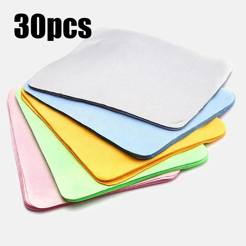5/10/30pcs High Quality Chamois Glasses Cleaner Microfiber Cleaning Cloth For Lens Phone Screen Cleaning Wipes Eyewear Accessory Oasis Select 30pcs mix