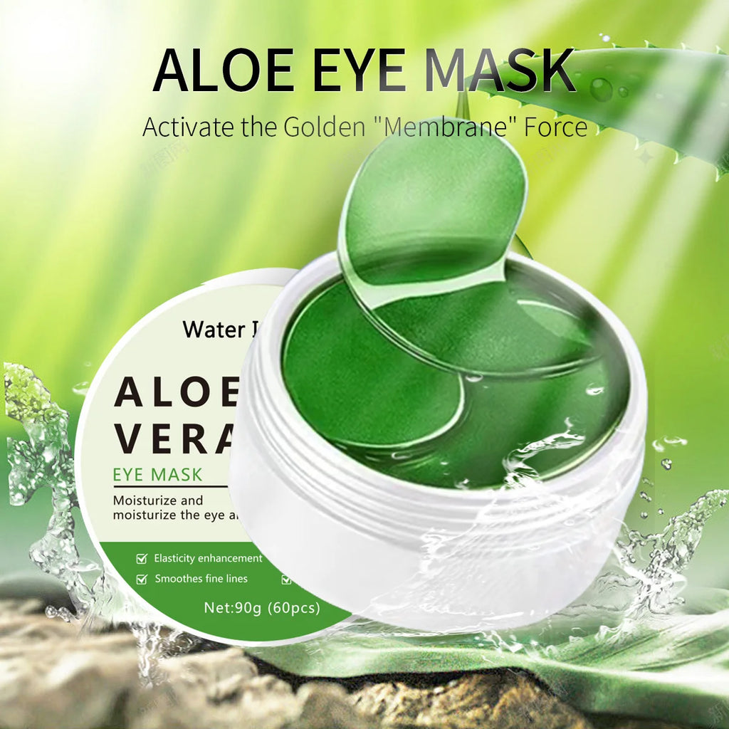 60pcs Aloe Vera Collagen Eye Mask Anti Dark Circles Eyes Bags Moisturizing Anti-Wrinkles Eye Patches Eyes Skin Care Products Oasis Select green