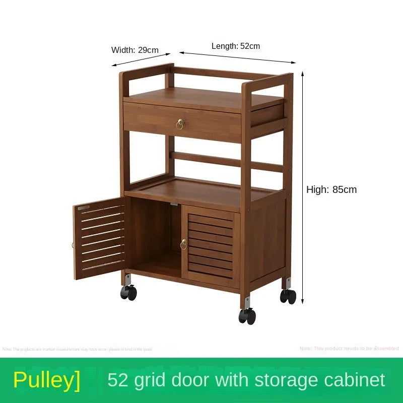 Tea cabinet, tea cabinet, sideboard, solid wood movable living room tea set cabinet, storage cabinet, shelving cabinet, storage Oasis Select 3-Wheel 52 F