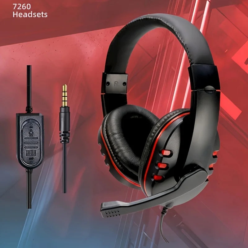 7260 Wired Headphones with Microphone，Suitable for work meetings、Study Recording、Entertainment Games，Compatible：PS4/PS5/Xbox One Oasis Select Red