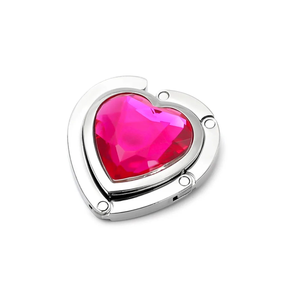 Rhinestone Folding Bag Hook – Heart Shape Purse Table Hanger
