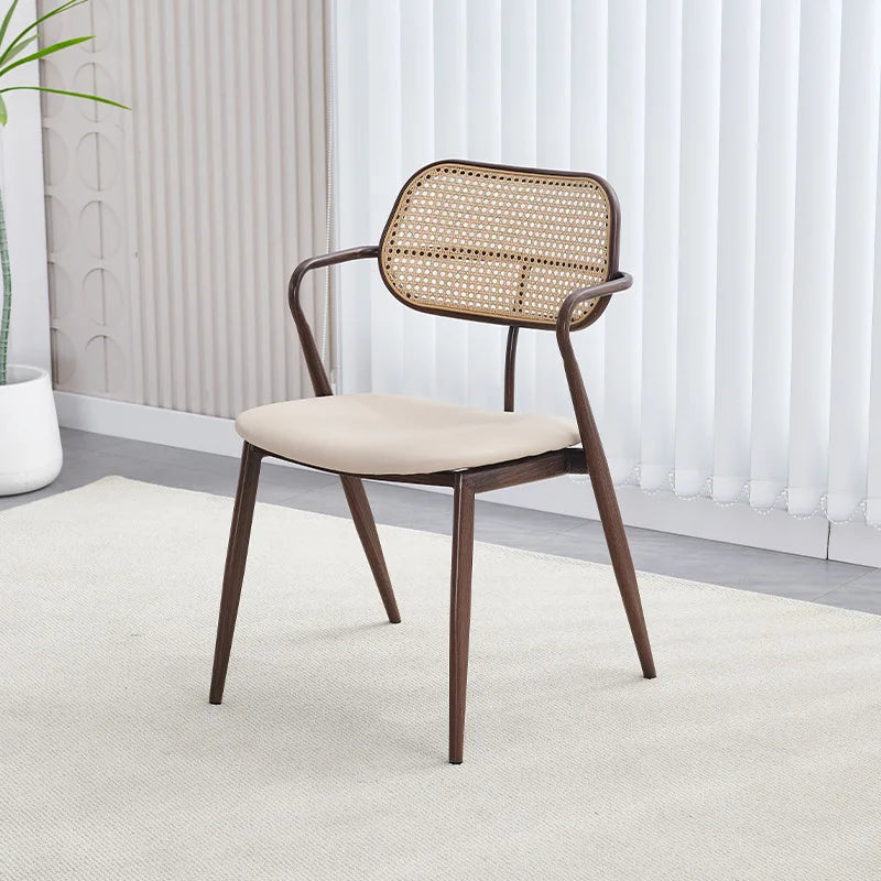 Medieval rattan chair stackable dining chair home backrest desk stool cafe balcony leisure chair dining table chair Oasis Select Off White A
