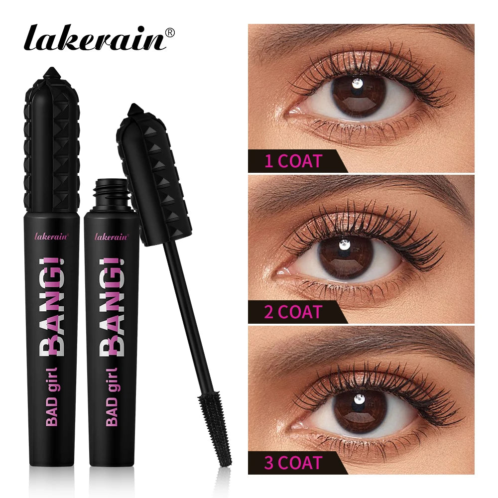 Black Waterproof Mascara 4D Lengthening Curling Volumizing Eyelash Extension Smudge Proof Long Lasting Korean Eye Makeup Oasis Select 2pcs