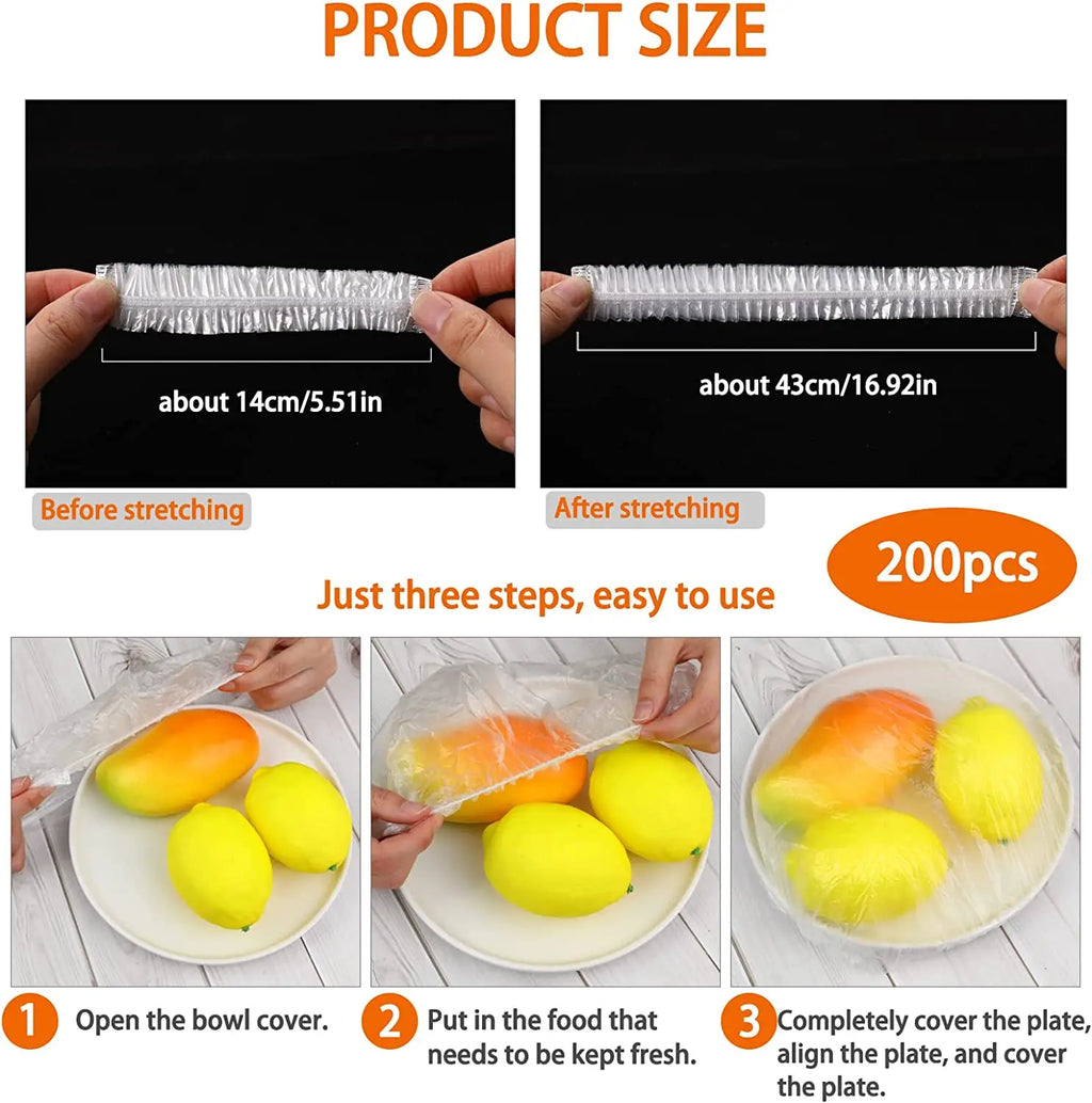 100/300pcs Disposable Fresh-keeping Film Cover No Odor Household Food Grade Fresh-keeping Bowl Cover PE Fresh-keeping Film Oasis Select