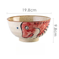 Japanese-style Cartoon Cat Fish Printed Rice Bowls Hand Drawn Animal Pattern Tableware Food Container For Home Daily Dining Oasis Select C 8 inch