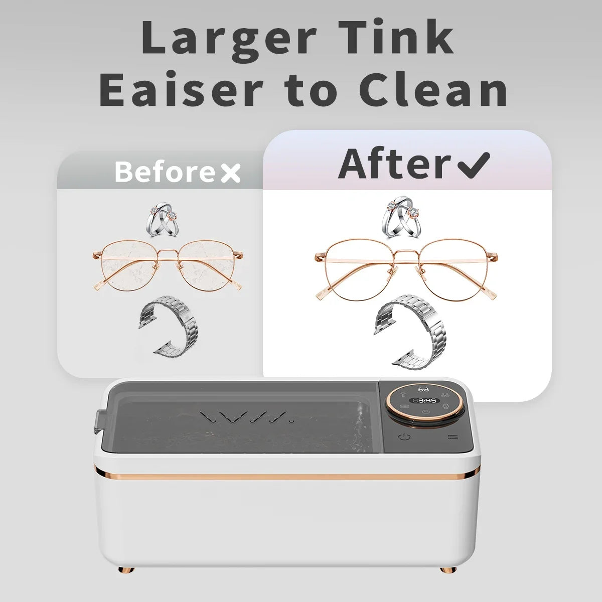 URGGU 55KHz Ultrasonic Cleaner – Jewelry, Glasses & Dentures