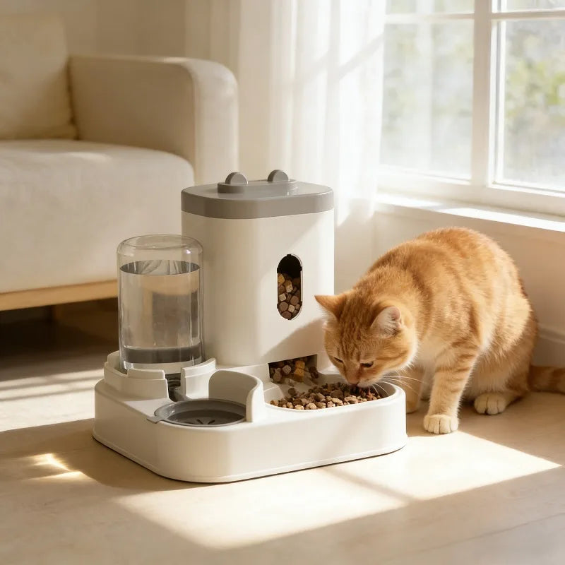 Automatic Pet Feeder And Water Dispenser Large Capacity Raised Food Bowl With Fountain Design Perfect For Cats Dogs Daily Eating Oasis Select
