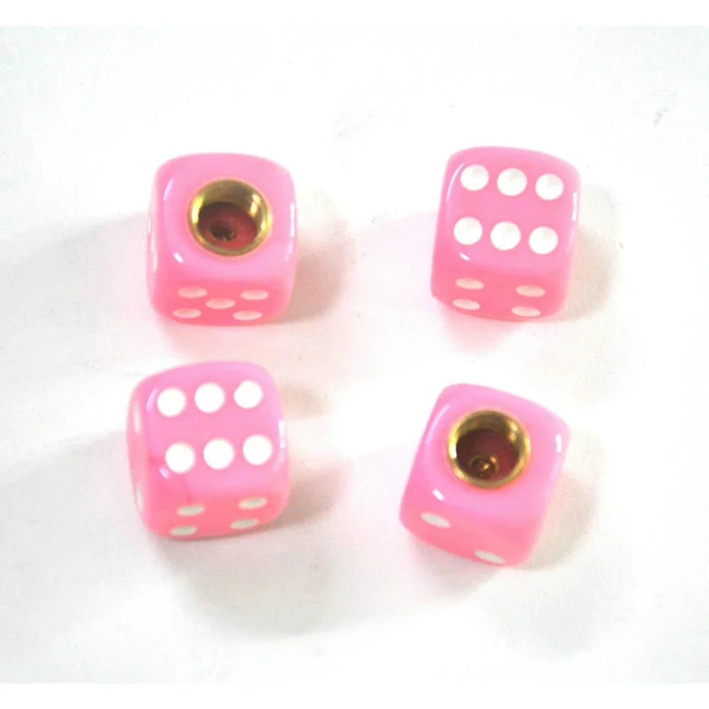 Dice Style Valve Caps Wheel Tire Cover Tyre Valve Plugs Alloy Wheels ABS Tire Wheel Cover For Car Motorcycle Bike Oasis Select Pink
