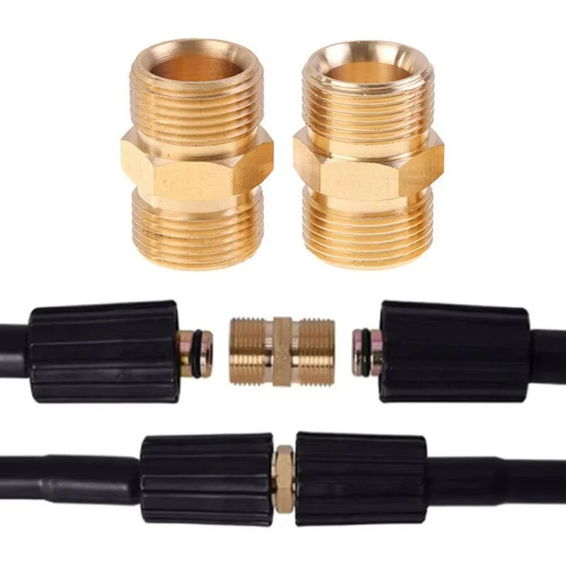 Brass Pipe Hex Nipple Fitting Quick Adapter M22 14mm Or 15mm Male Thread Connection Coupler For High Pressure Washer Gun Hose Oasis Select