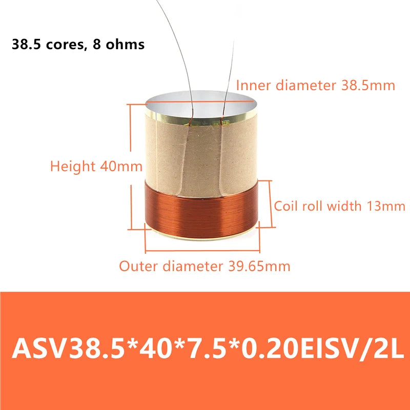 1PCS Speaker Voice Coil Braided Copper Lead Bass Voice Coil 2Layers Speaker Aluminum Voice Coil Repair Accessories Oasis Select 38.5x40x7.28
