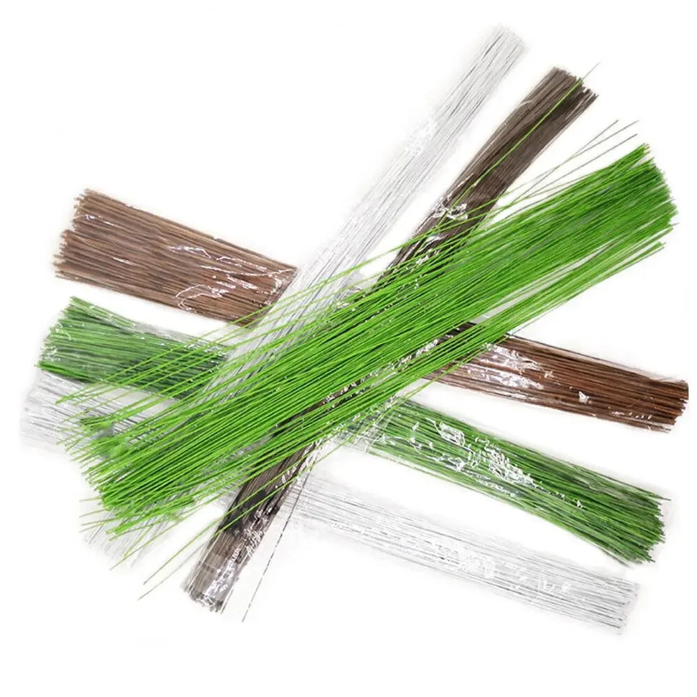 100Pcs 40cm Floral Wire Stems Paper Covered DIY Crafts Paper Floral Wire Iron Wire Flower Making Accessory Home Decor Oasis Select