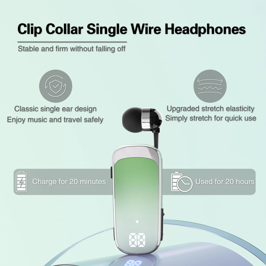 # K65 Lavalier Business Bluetooth 5.2 Headset Talk/Music Time 20 Hours LED Digital Display Noice Cancelling Wireless Earphones Oasis Select
