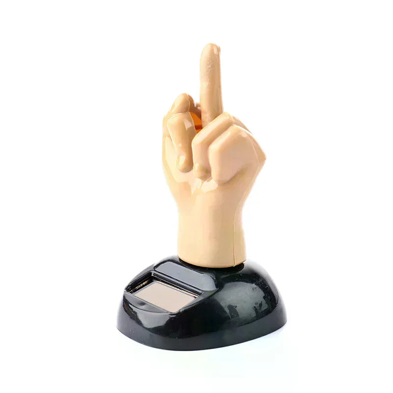Solar Powered Mid Finger Shaking Toy Car Dashboard Dancing Figure Toy Brown Creative Car Bobbleheads Decorative Ornament Oasis Select